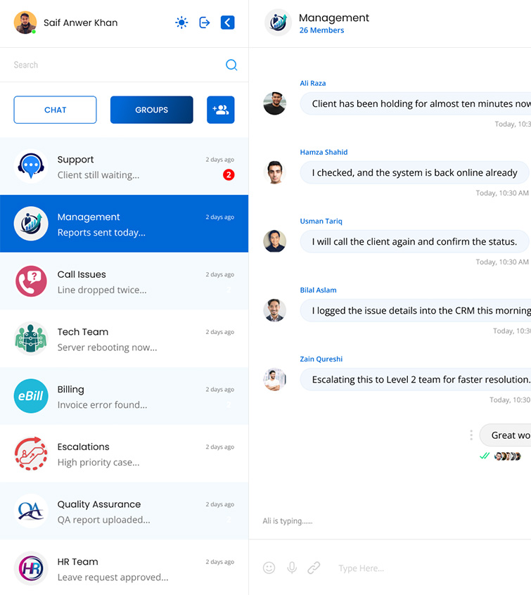 Message history feature